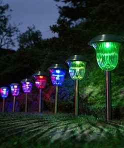 Stainless Steel LED Solar Garden Pathway Lights Pack of 10 Color Change 2