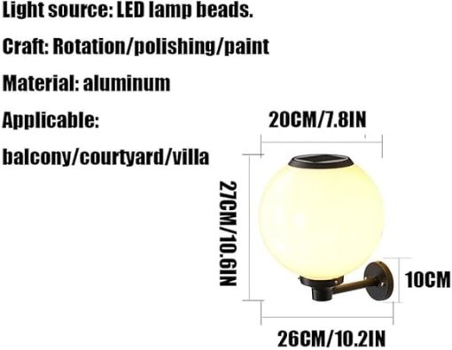 Modern Solar Outdoor Wall Light Aluminum Waterproof Lantern 20cm - Image 2