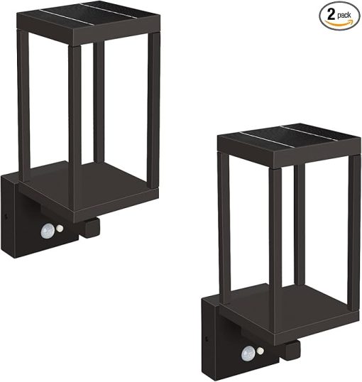 2 Pack Solar Wall Lanterns with Motion Sensor for Outdoor Use