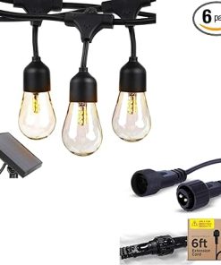 Brightech Bundle: Ambience Pro – Waterproof LED Outdoor String Lights – Hanging, Dimmable 1W Edison Bulbs, Soft White – 48 Ft + 6 Ft Extension Cord