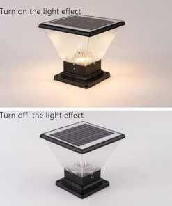 8.2”H Exterior Lamp Post Lantern Fixture Solar Post Cap Lights Anti-Rust Lamp Posts Outdoor Lighting Modern Patio Pillar Lights with Pier Mount for Garden Yard Post Pole Pillar Landscape 2