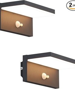 2 Pack Solar Outdoor Wall Lights with Motion Sensor Waterproof 3000K