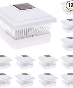 Solar Post Cap Lights for 5×5 PVC Vinyl Outdoor 12 Pack Bright LED