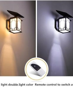 Black Outdoor Wall Light Fixture,Waterproof LED, Solar Panel Wall Sconce,for Front Door, Patio, Garage Shop Entrance Wall Lighting 2