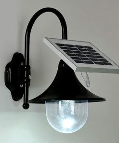 Victorian Glass Wall Lantern Outdoor LED Solar Waterproof Black Light 2