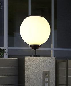 Solar Column Lights Aluminum Outdoor Pedestal Post Lamp Vintage LED