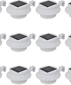 Solar Lamp Set of 12 White Plastic Outdoor Lighting for Gardens