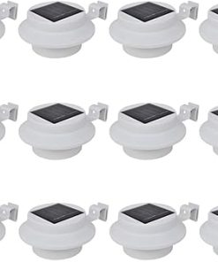 12 Pack Outdoor Solar Fence Lamps with Auto On/Off LED Lights