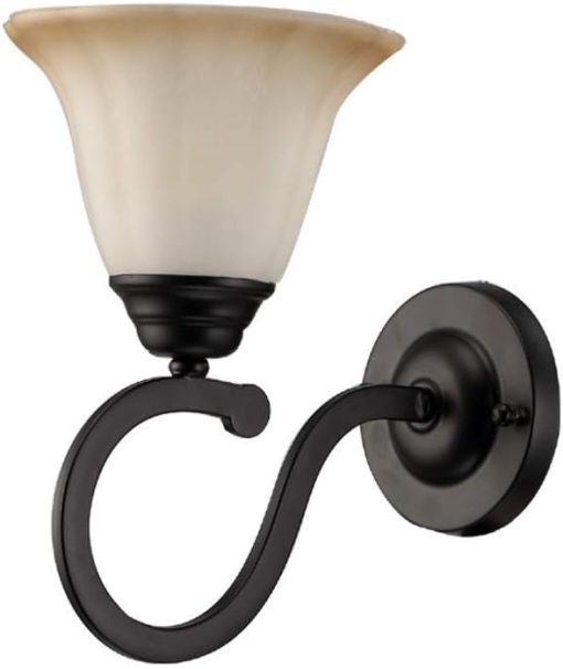 Sleek Wrought Iron Wall Lamp Black Outdoor Sconce E27 Glass Lantern - Image 2