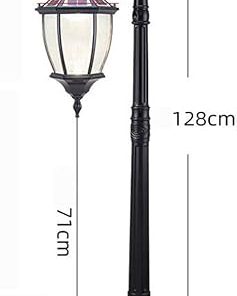 Garden Post Light Solar LED Aluminum Outdoor Waterproof 128CM Black 2
