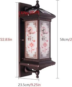 Rustic Waterproof Chinese Solar Wall Light for Outdoor Entrance 2