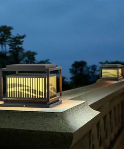 Black Contemporary Outdoor Post Light Fixture for Garden Patio 60W 2