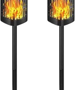 Solar Flame Garden Lights 2pcs Outdoor Landscape Lighting Set