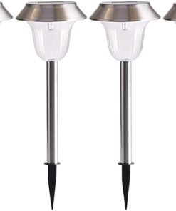 Garden Solar Lights 4pcs Stainless Steel LED Lawn Lamps Waterproof 2