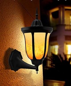 LED Solar Wall Sconce Outdoor Lighting Fixture with Flame Effect 2