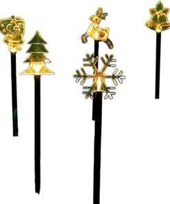 Set of 5 Solar LED Christmas Ground Lights Waterproof Lawn Decor