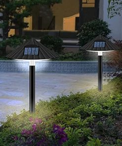 Outdoor Solar Pathway Lights 5pcs Waterproof Black Mushroom Lamps