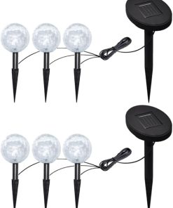 6 Pack Solar LED Garden Lights with Spike Anchors for Outdoor Use