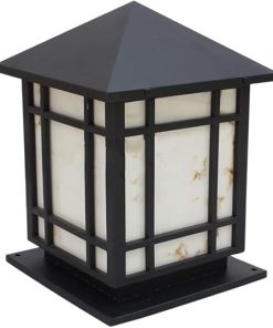 Outdoor Post Lights with Imitation Marble Lampshade for Gardens