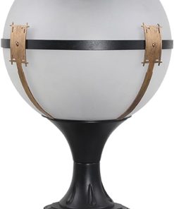 Round Solar Pillar Lamp Rustic Outdoor Lighting for Patios and Gardens