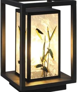 Outdoor Solar LED Pillar Light Black Metal Rainproof Lanterns
