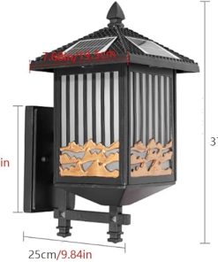 Vintage Solar Glass Lantern Fixture for Outdoor Porch IP65 Waterproof 2