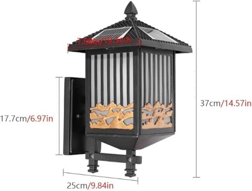 Vintage Solar Glass Lantern Fixture for Outdoor Porch IP65 Waterproof - Image 2
