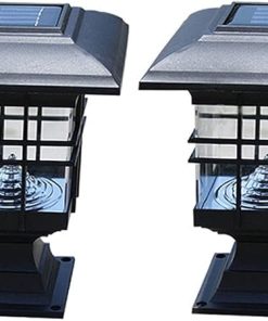 2pcs Solar Lamp Outdoor Post Light Column Pillar Lantern, Solar Powered Bollard Lamps Pillar Lighting Fixture, Outside Table Column Light for Gate Porch Patio Driveway