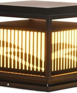 Black Contemporary Outdoor Post Light Fixture for Garden Patio 60W