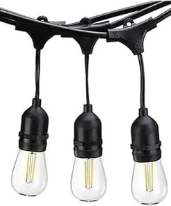 Outdoor Plastic Solar Powered LED String Lights 12 Black Bulbs