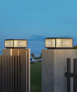 Outdoor Column Pedestal Lights with Frosted Glass for Villas 2