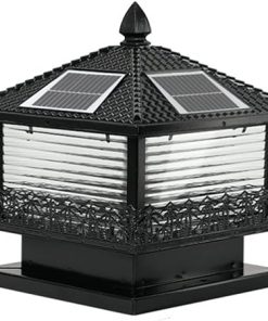 Modern Solar Post Cap Light with Water Ripple Glass for Garden Yard