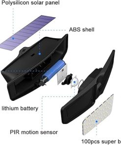 KOHARA Waterproof Solar Motion Sensor Wall Light 100 LED 270° Angle 2