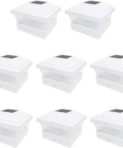 8 Pack White Solar LED Post Deck Cap Fence Lights for Outdoor Use