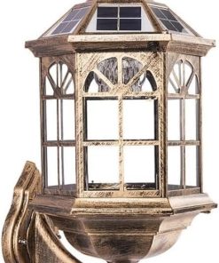 Vintage Solar Wall Sconce Outdoor Light Waterproof Bronze Lantern