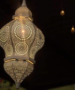 Moroccan Outdoor Solar Lantern for Garden Patio Yard Decor White 2
