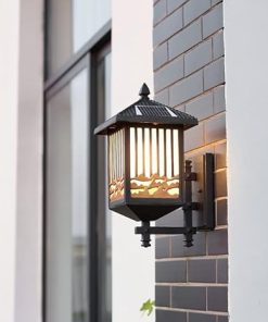 Vintage Solar Glass Lantern Fixture for Outdoor Porch IP65 Waterproof