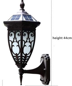 Retro Outdoor LED Solar Wall Lamp Waterproof Frosted Glass Lantern 2
