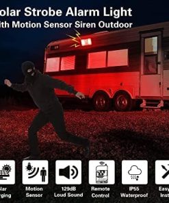 Waterproof Solar Strobe Siren Alarm Light with Remote Motion Sensor 2