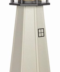 3′ Cape Cod Black and Light Gray Poly Lighthouse, Solar Light