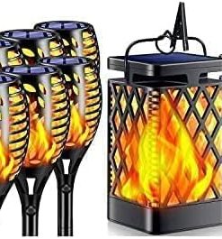 TomCare Solar Torches Flickering Flame Lights for Garden and Patio
