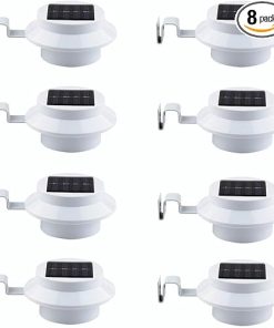 8 Pack Solar Powered White Gutter Lights for Outdoor Lighting