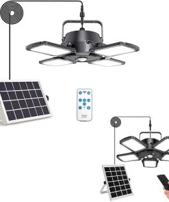 Aqonsie Solar Pendant Light Outdoor Indoor, Solar Shed Light Leaf 120° Adjustable Solar Motion Sensor Light with Remote & Mutil Lighting Modes for Shed Gazebo Barn Garage Chicken Coop