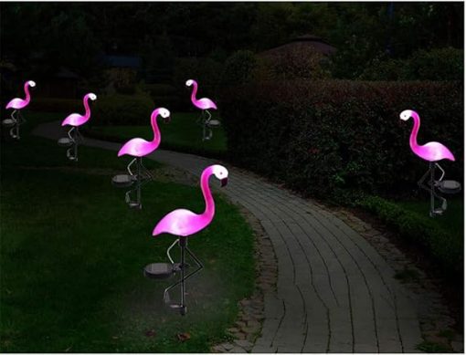Color Changing Solar Flamingo Lights for Garden and Yard Art