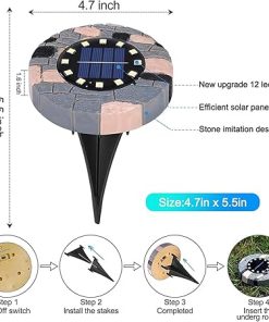 Solar Powered Ground Lights 8 LEDs Outdoor Waterproof Disk Lamps 2