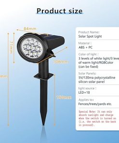 Solar Powered Outdoor Lights IP68 Waterproof 3 Modes 8 Pack 2