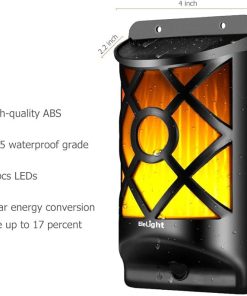 Waterproof Solar Flame Wall Lights with Dark Sensor for Garden Pathway 2