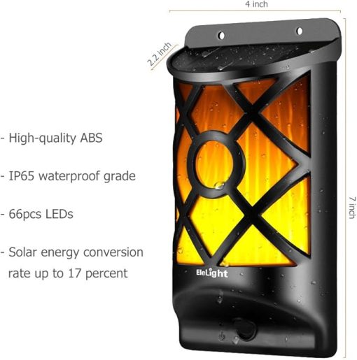 Waterproof Solar Flame Wall Lights with Dark Sensor for Garden Pathway - Image 2