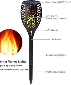 Solar Tiki Torch Light Outdoor Flickering Flame LED Garden Lights 2