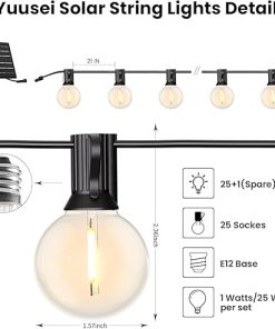 Yuusei 50 FT Solar String Lights with Shatterproof Bulbs for Outdoors 2